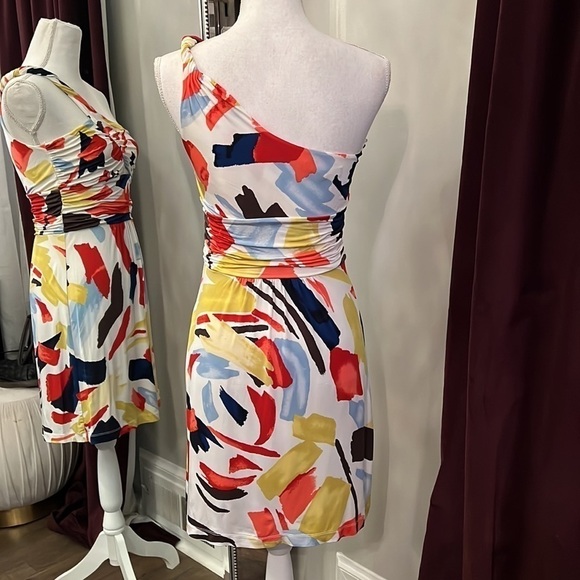 BCBGMaxAzria One Shoulder Print Mini Dress Size Small - Picture 8 of 12